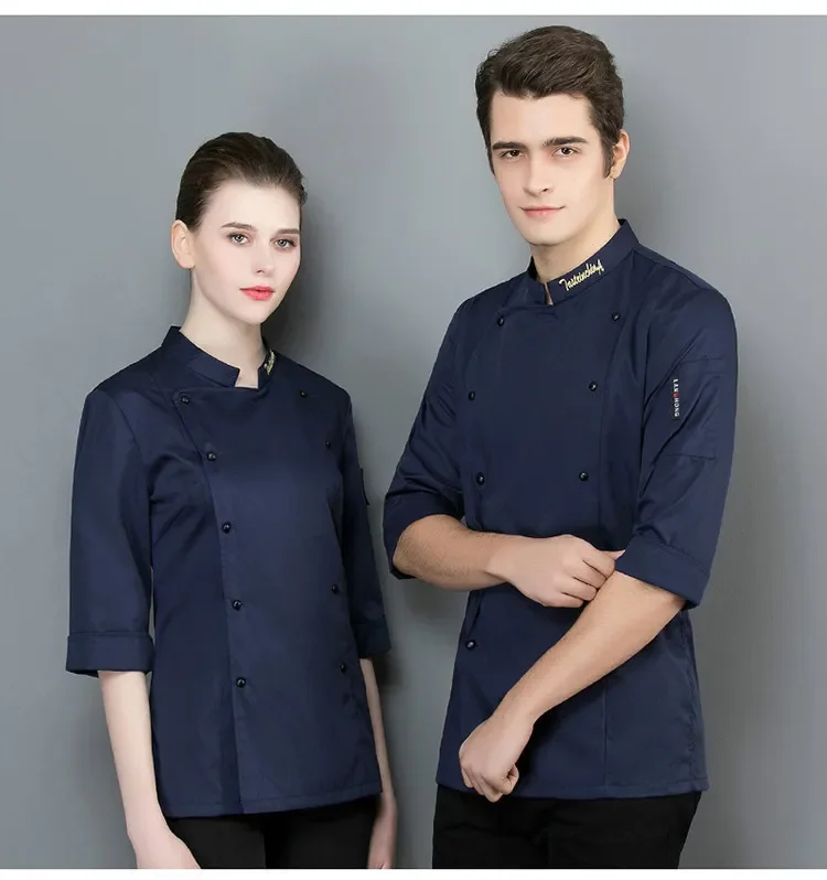 

Chef Catering Uniforms Men and Women Stand Collar Cook Wear Summer Breathable Short Sleeve Work Jackets Hotel Chef Clothing