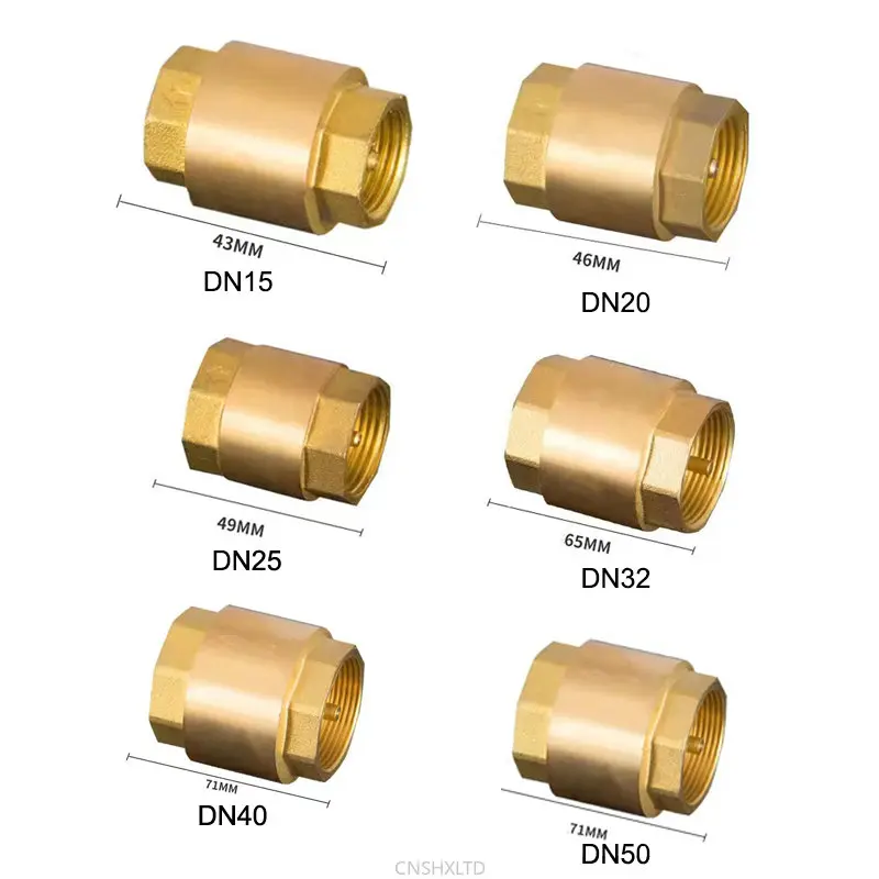 NPT Brass Check Valve Female Thread In-Line Spring for Water Control 1/2\