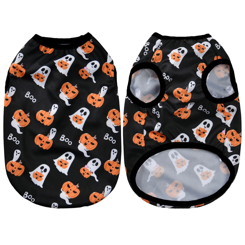 Halloween Dog Clothes For Small Dogs Cats T-shirt Bat Funny Ghost Print Vest Puppy Costume Chihuahua French Bulldog Pet Outfits