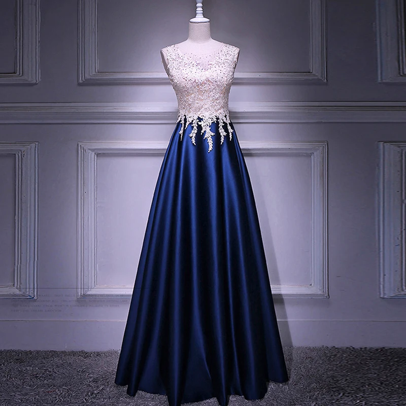 

New Long Evening Dress Real Photos A Line Satin Beading Bodice Zipper Back Party Dresses Elegant Vestido De Festa Prom Gowns