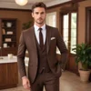 Dark Brown Suits for Men Fashion Single Breasted Solid Male Suit Fashion Business Casual Formal Wedding Party Tuxedo 3 Piece 2