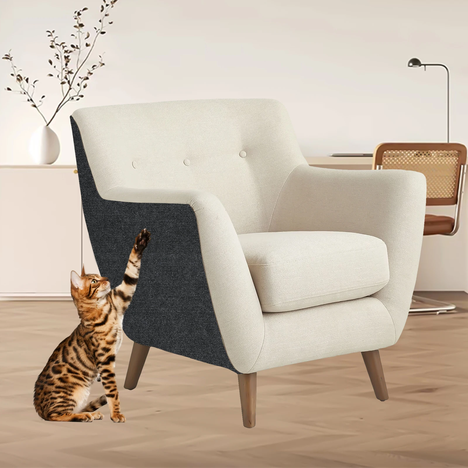 Anti Cat Scratch Furniture Protector Felt Cat Carpet Protector DIY Trimmable Self-Adhesive Cat Scratching Mat for Sofa Door Wall