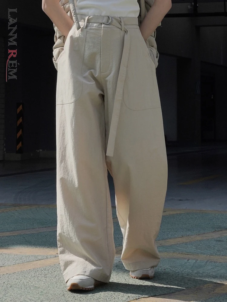 

LANMREM Casual Style Solid Pants For Women High Waist Straight Trousers Fashion Female Clothing 2023 Autumn New Tide 2YA838