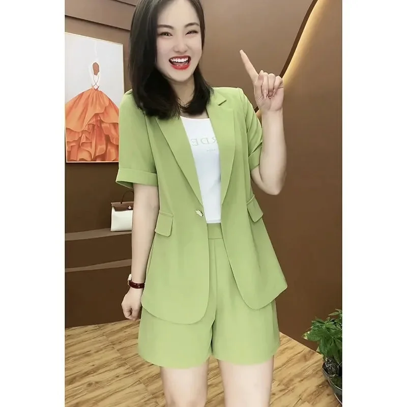 

Women Suit Fried Street Casual Shorts Suit Sets 2022 Summer Female New Age-reducing Western Style Fashion Splicing Two-piece