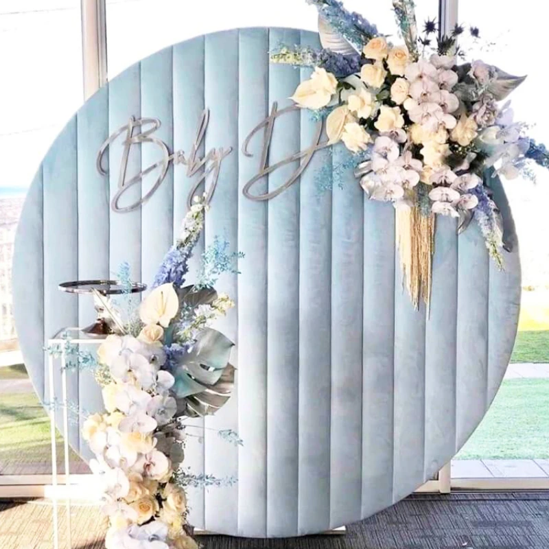 

Removable Wedding Decoration Round Blue Velvet Circle Backdrop Cover