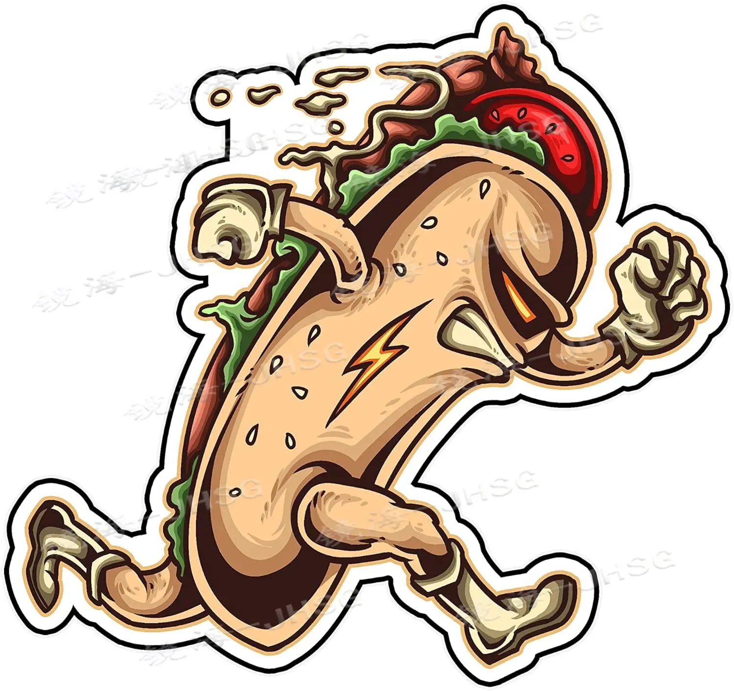 

Spicy Hot Dog Running Angry Vinyl Waterproof Sticker Decal Car Laptop Wall Window Bumper Sticker
