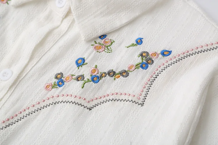 Fashion Plus Size Women's Blouses 2025 Spring And Autumn Elegant Chinese-style Embroidered Lantern Sleeve Jacquard Cotton Shirt