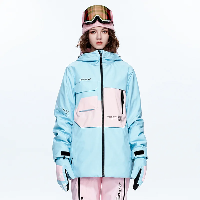 HIGH EXPERIENCE Adult Winter Hoodie Jacket Ski jacket Outdoor Skiing Wear Snowboard Wear Snow Clothes Waterproof Windproof