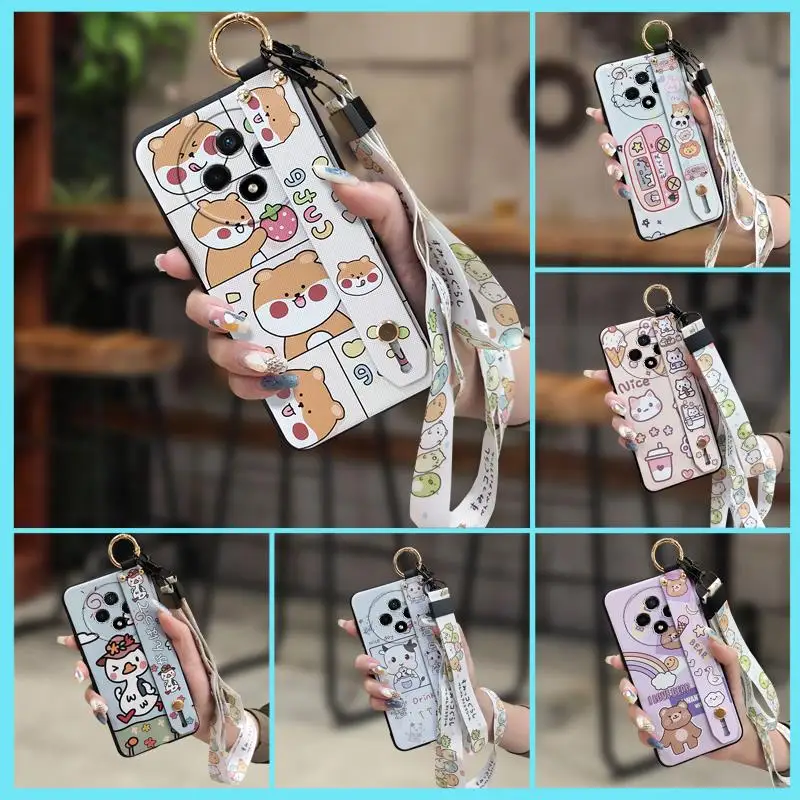 Custodia Protettiva Per Telefono Con Cinturino Da Polso Per Wiko Hi Enjoy60 Pro 5G Cover Posteriore Cartoon Ring Cute Waterproof