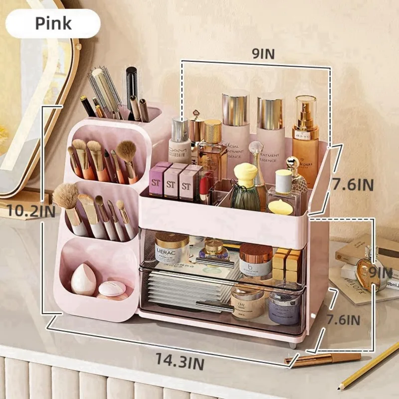 Makeup Organizer with Drawers,Large Capacity Countertop Organizer for Vanity,Bathroom and Bedroom Desk Cosmetics Organizer 3