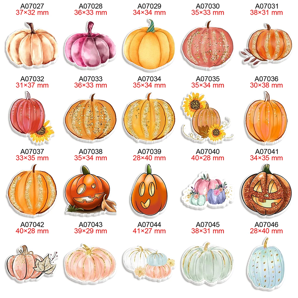 

Printed Thanksgiving Pumpkin Cartoon Planar Resin Flatback for DIY Bows Centers Keychain Decor Kids Crafts Handmade Material