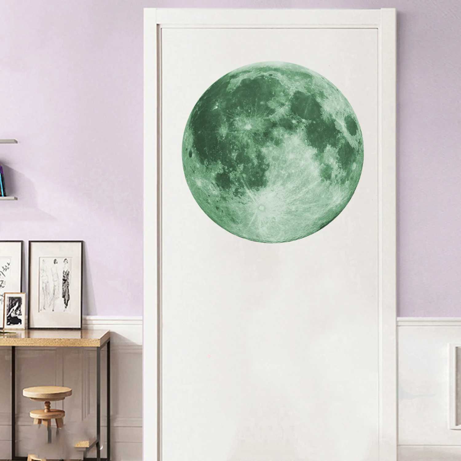 1 PC Hot Sale Luminous Moon Wall Sticker Glow In The Dark Fluorescent Sticker PVC Kids Room Wall Decorate Wallpaper