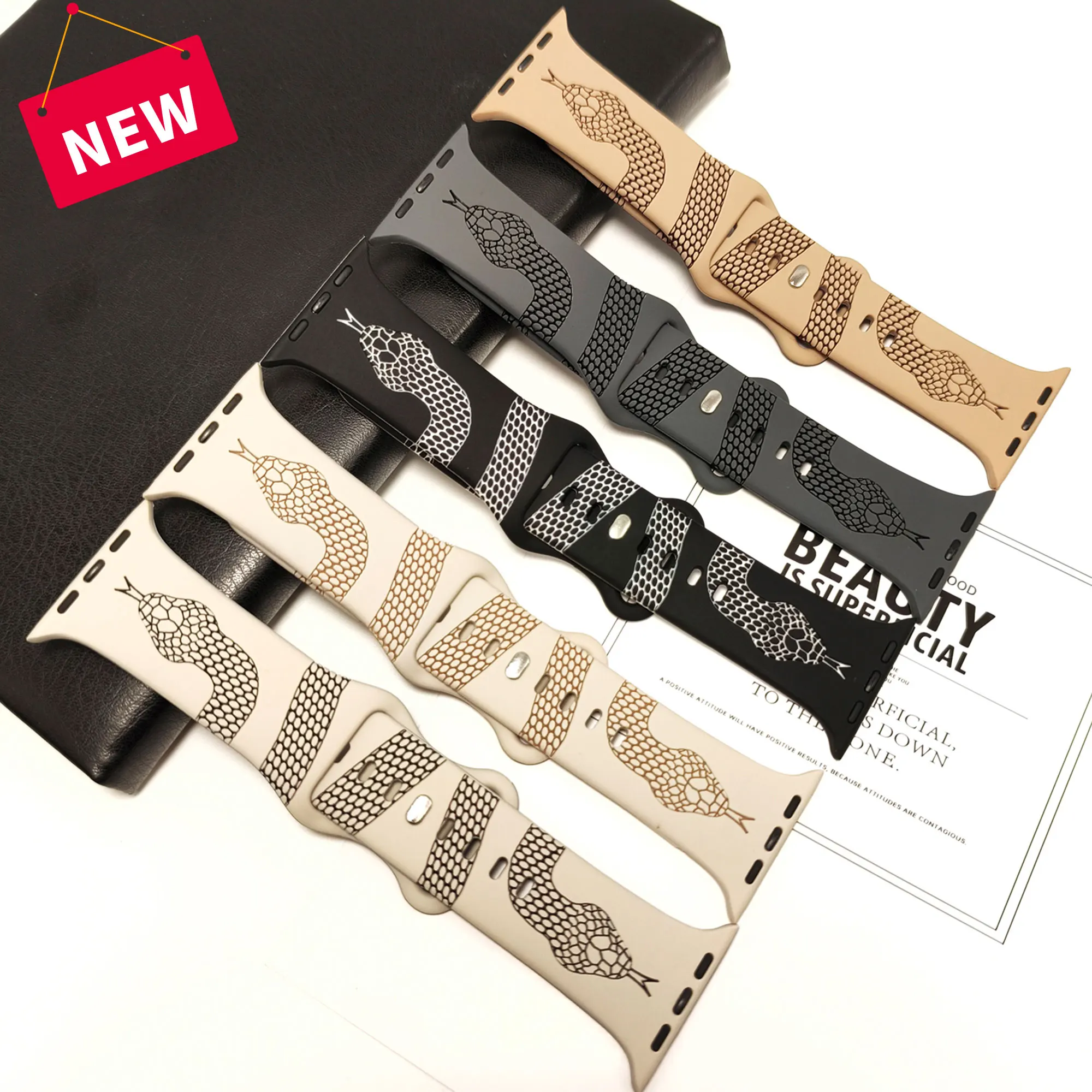 2025 Schlangenmuster-Armband für Apple Watch S10 46 mm, 42 mm, 45 mm, 44 mm, 41 mm, 40 mm, 38 mm, weiches Silikonarmband für IWatch-Serie – Detail 3