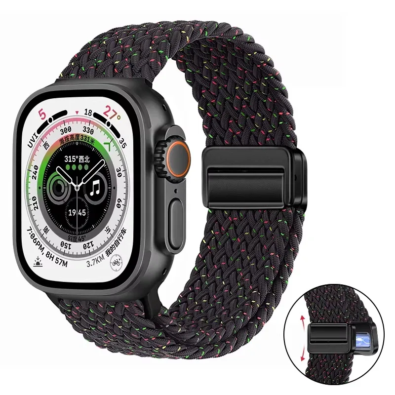 Breathable Nylon Braided Strap for Apple Watch - Adjustable Wristband
