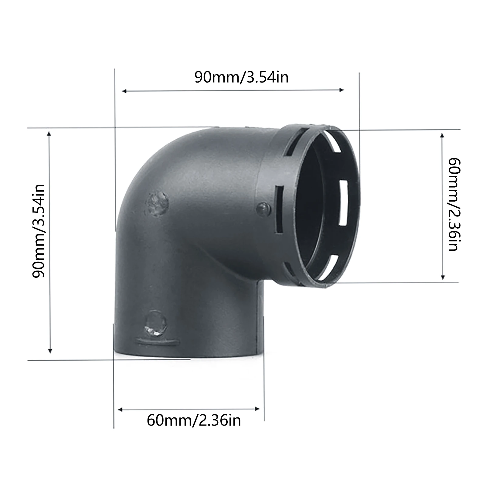 Car Air Duct Connector 60/75mm L-Shaped Air Pipe Elbow Outlet Connector Smoke Exhaust Pipe Parking Heater Black
