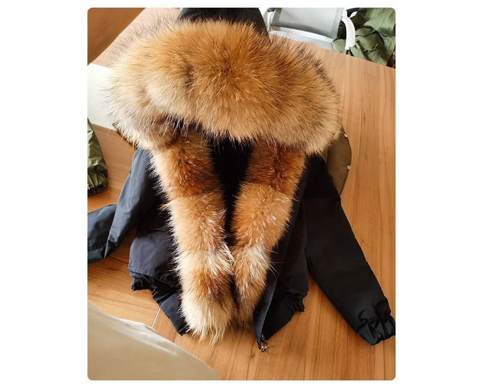 women's down coats & jackets Women's Winter Jackets 2022 Real Fox Fur Coat Female Short Natural Raccoon Big Fur Collar Parka Bomber Jacket Slim down coats