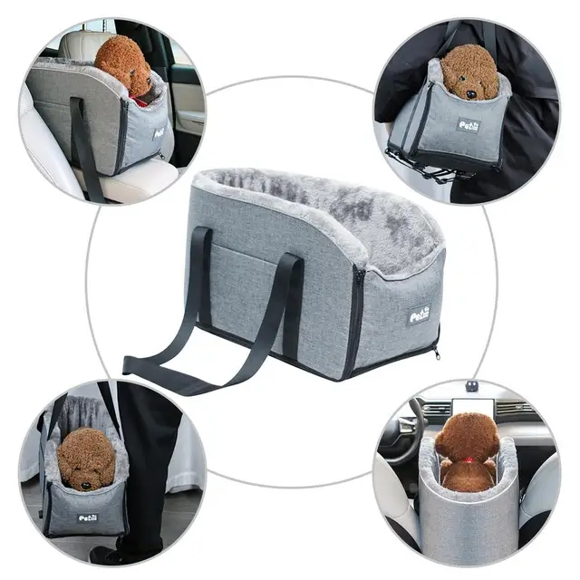 Yonphy Siège Auto pour Chien Chat - Siège Rehausseur auto pour petit animal  de compagnie - Siège console pour chien avec ceinture de sécurité stable -  Sac de voyage amovible et lavable