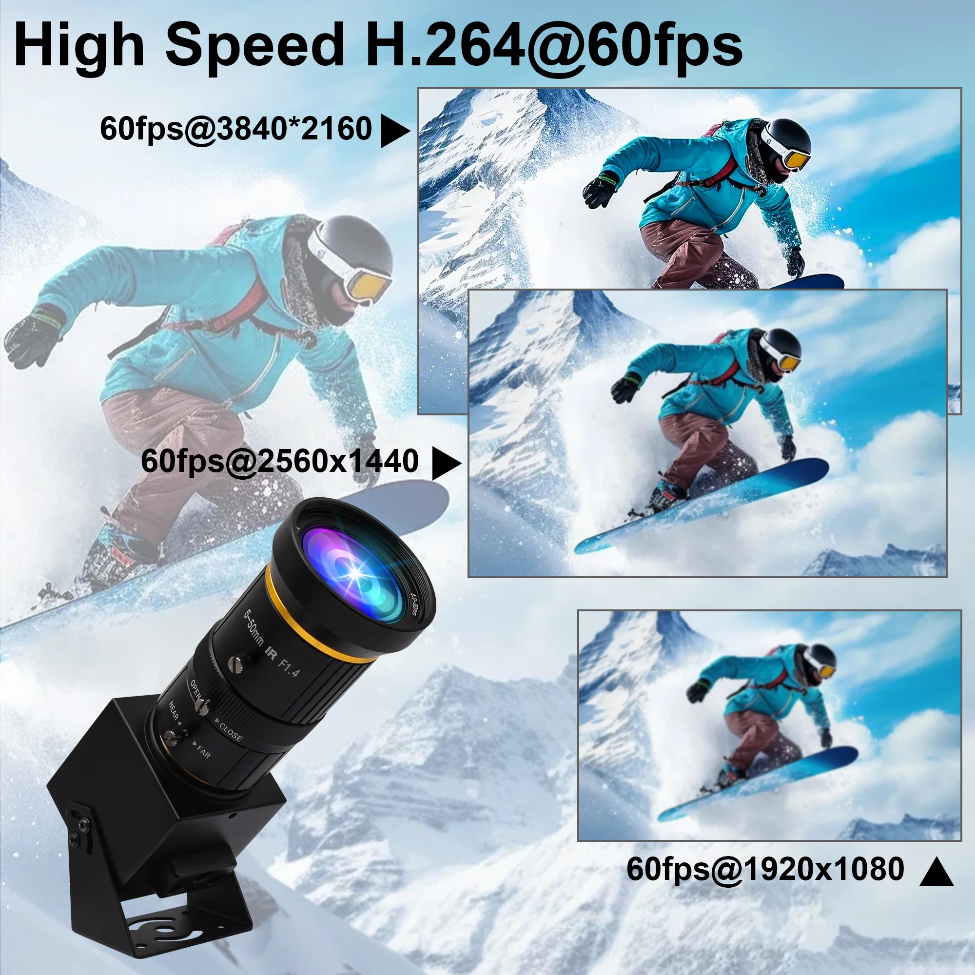 ELP High Speed 60FPS HDMI&USB3.0 Camera CMOS IMX415 Sensor Ultra HD 4K Webcam 3 Display Modes 3840*2160P Induatrial USB Camera