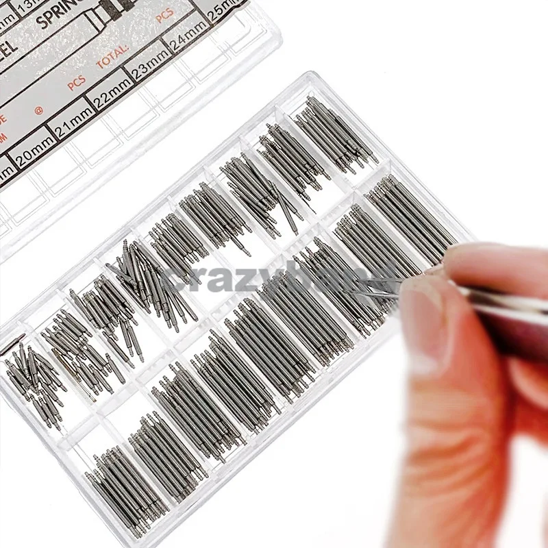Premium Stainless Steel Spring Bars Assortment for Watchband Repair (180 Pieces)