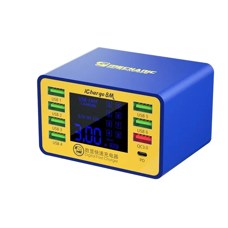 

MECHANIC iCharge 8M USB Smart Charge Support QC 3.0 Support Fast-Charging With LCD Display Multi-Port Mobile Phone Charging