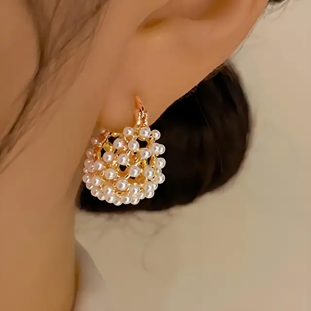 Premium Luxury Dangle Earrings with Imitation Pearls Plated Posts Timeless Elegance Fashionable Ear Accent Jewelry - Image 3