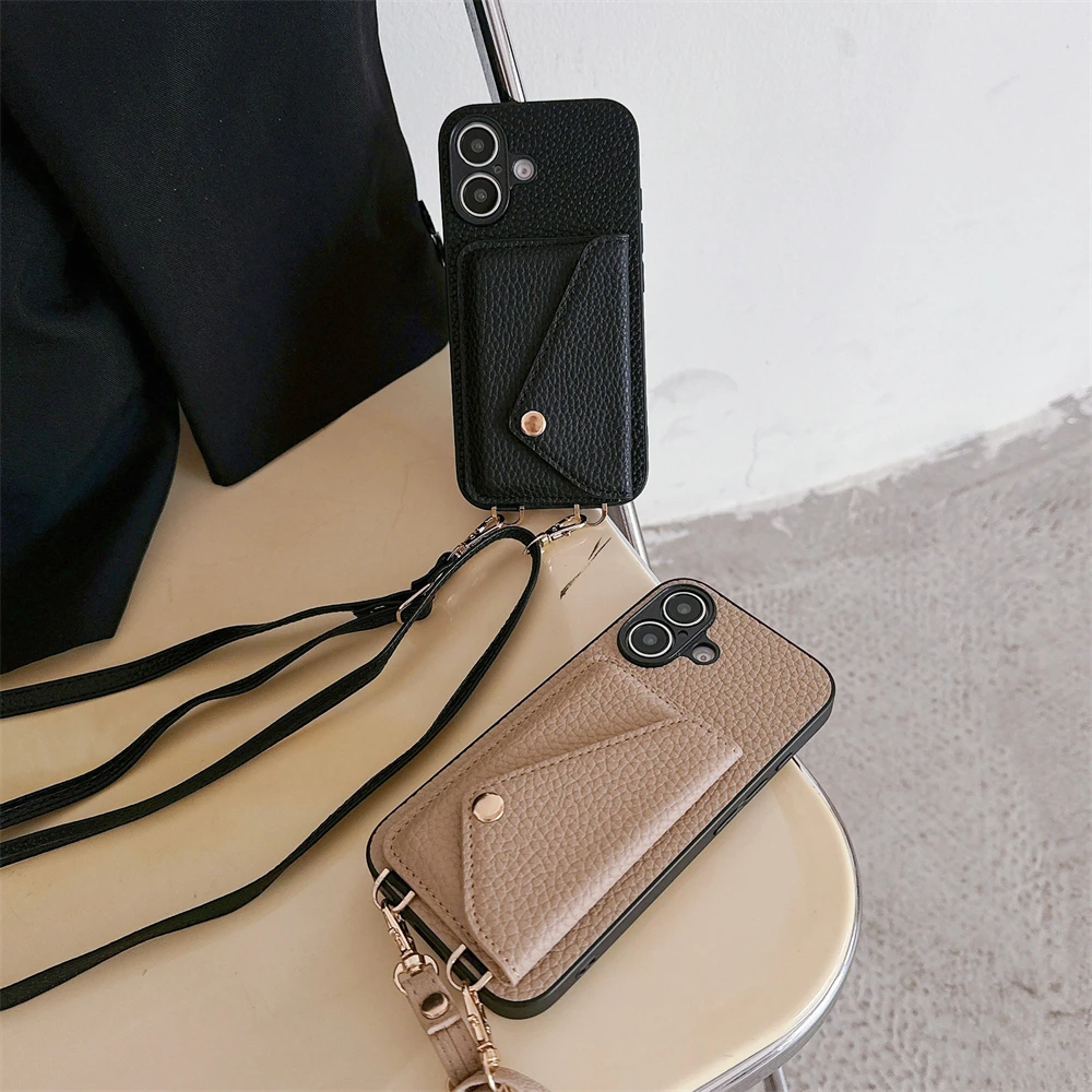 Custodia a portafoglio a tracolla per iphone con porta carte_voghion.com