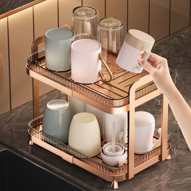 

Роскошный подстаканник для стаканов, настольная подставка для хранения стаканов, кухонная Подставка для хранения в гостиную, двухслойная Подставка для хранения