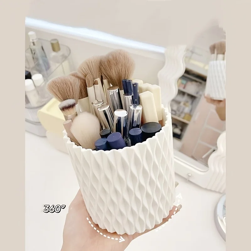 Boîte de rangement de cosmétiques rotative à 360 degrés, étui de maquillage, produits de soins de la peau, étui de rangement en plastique pour pinceaux de maquillage, conteneur organisateur 5