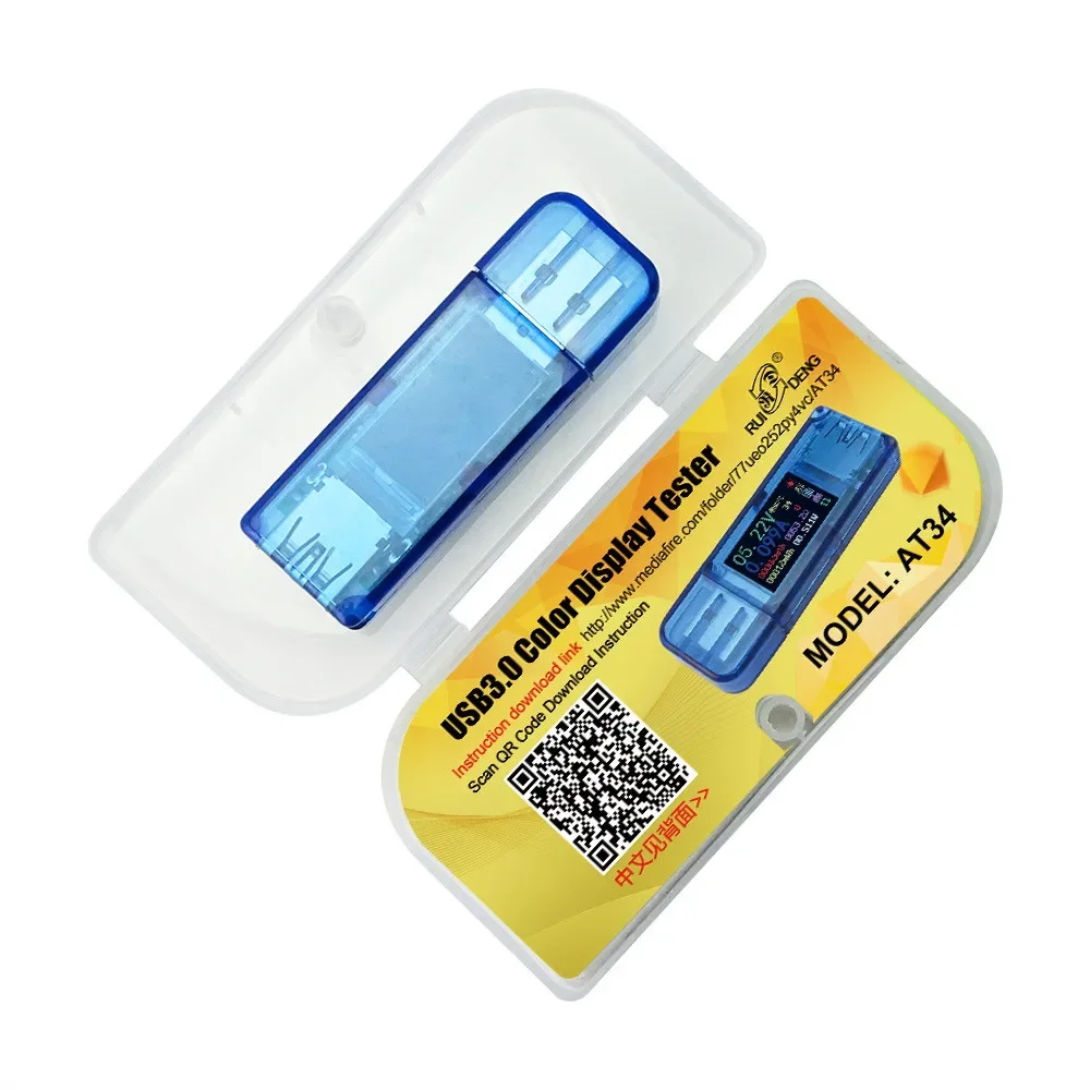 RD AT34 AT35 USB 3.0 color LCD Voltmeter ammeter voltage current meter multimeter battery charge power bank USB Tester