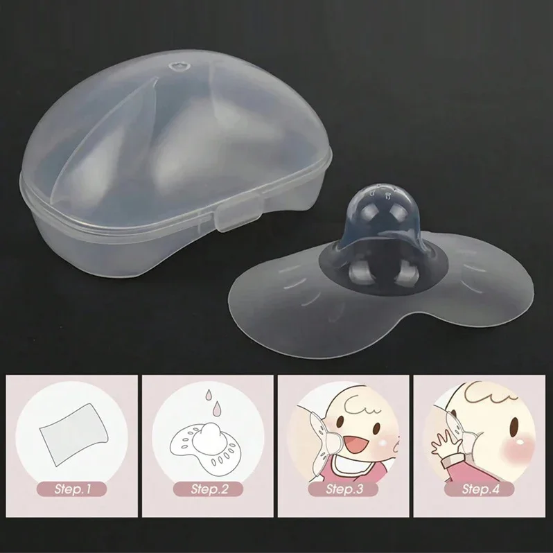 2pcs Silicone Nipple Protector With Storage Box Feeding Mother Nipple Protection Cover Soft Milk Feeding Nursing Nipple Cover