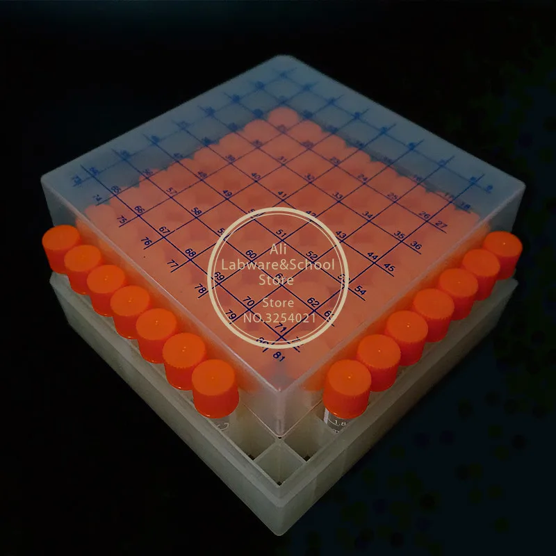 81 Pieces Plastic 1.8ml Freezing Tube + One Piece 81 Vents Plastic Freezing Tube Storage Box For Experiment