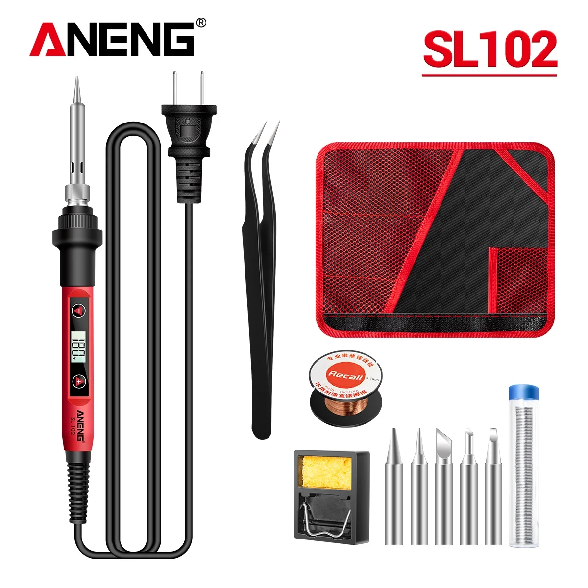 ANENG SL102 Electric Soldering Iron US/EU Plug Adjustable Temperature 220V Digital Display Welding Tool Portable Electrocautery hot stapler plastic repair Welding Equipment