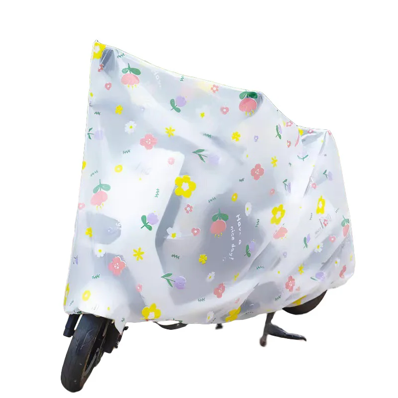 1pc Translucent Thick Universal Protective Gear Waterproof Rainproof PEVA Motorcycle Cover Electric Bicycle Cover