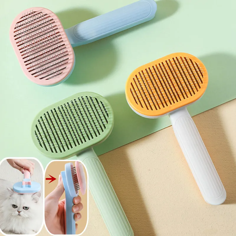 

Cat Comb Massage Cat Brush Self-cleaning Pet Hair Remover One Button Comb for Cats Hair Cleaning Pet Grooming Brush Pet Products
