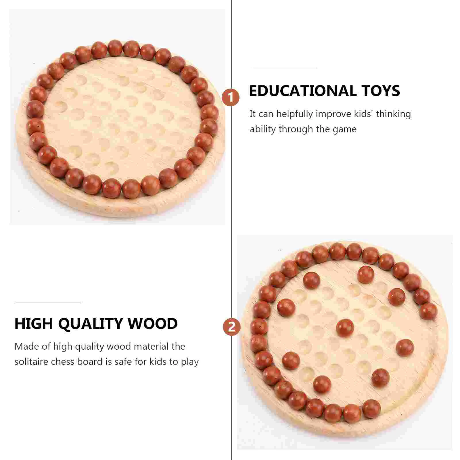 Peg Wooden Educational Toys Board Games for Adults Checkers Single Player Chess Kids