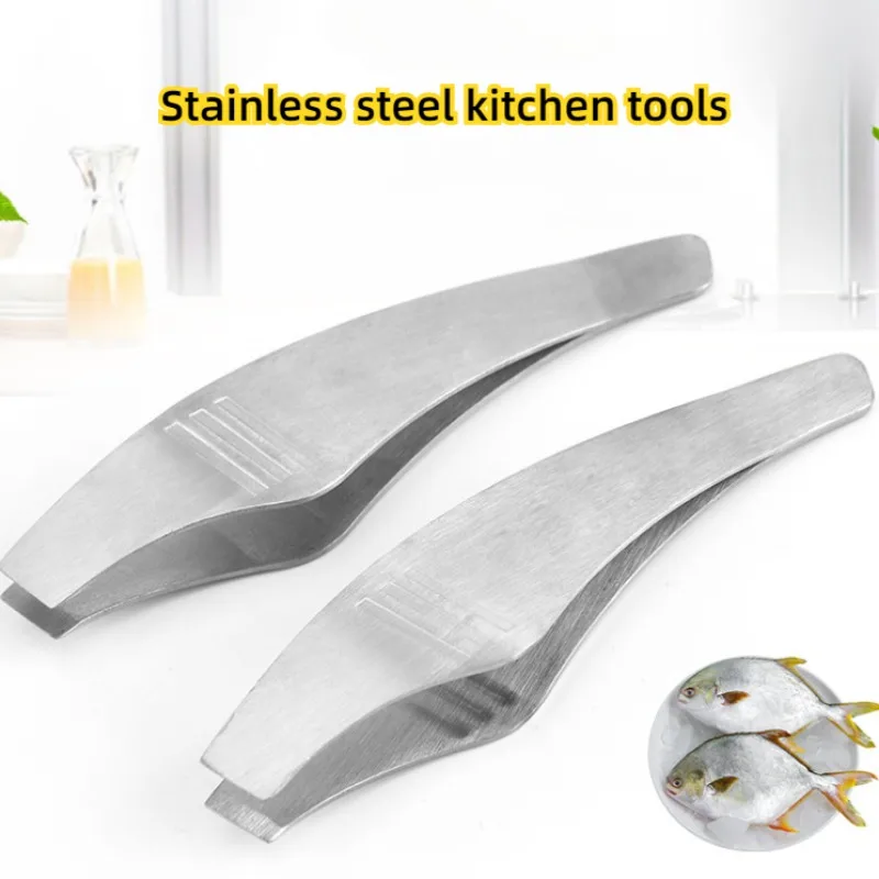 Fish Bone Removal Tools Stainless Steel Kitchen Tools Household Seafood Tongs Hair Removal Tweezer Food Clips