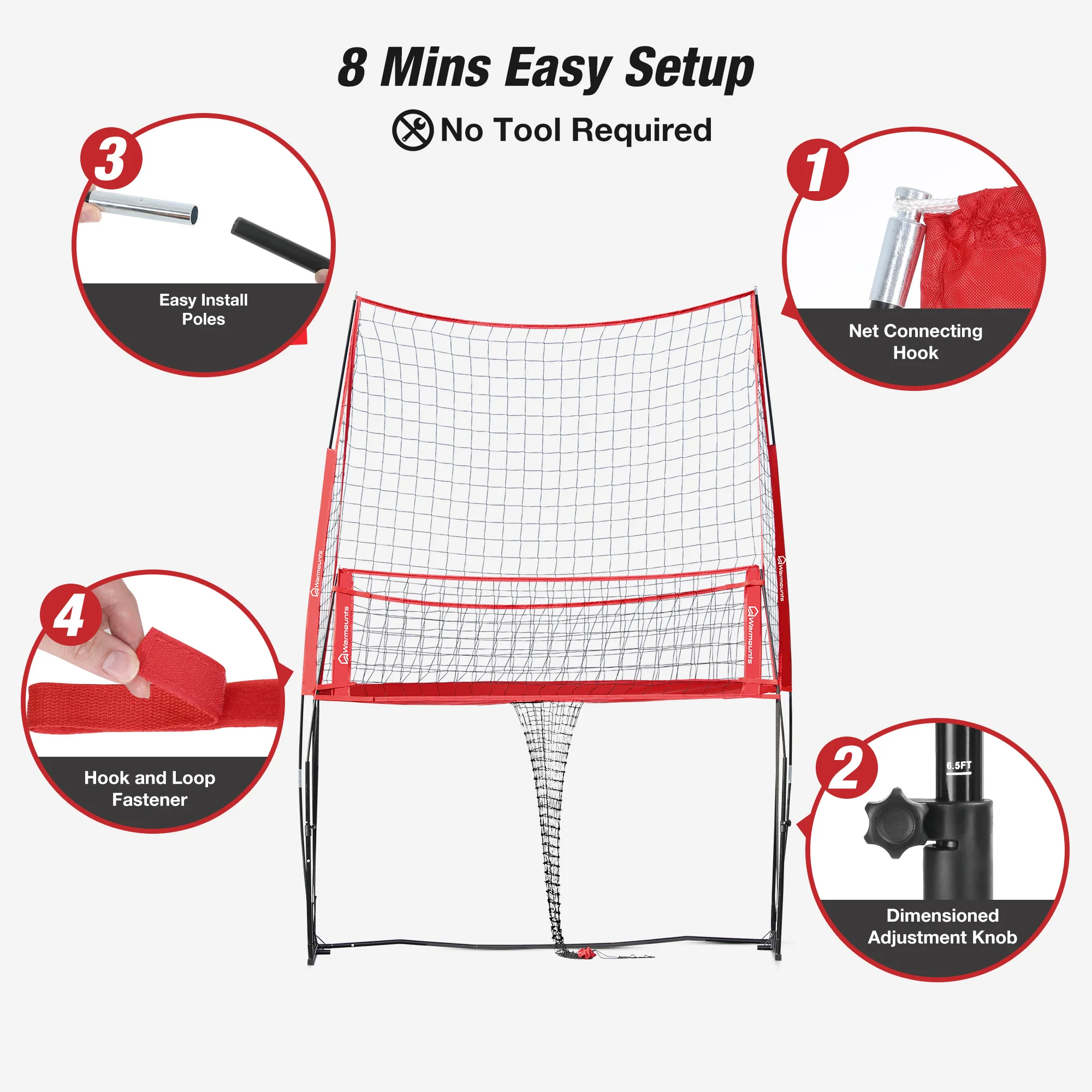Nylon Volleyball Training Net with Ball Catcher for Practice