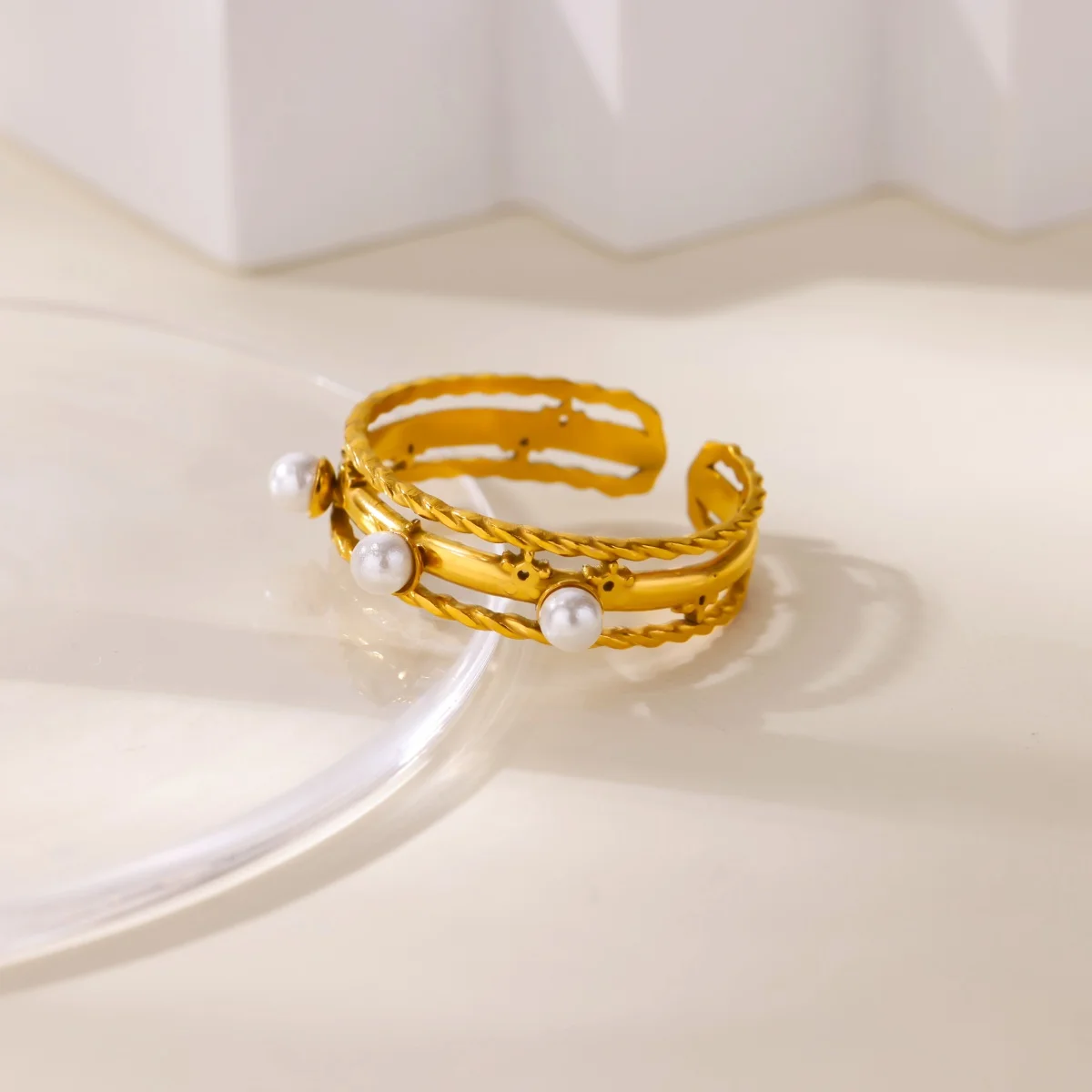 Fashion Geometric Multi-layered Pearls Rings For Women
