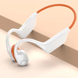 Wireless Waterproof Bluetooth Headphones with HD Stereo Sound and Noise Canceling Mic (White - orange)