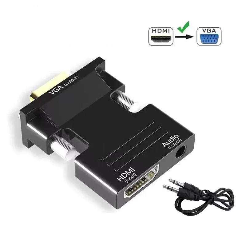 HDMI to VGA Adapter Cable Female To VGA Male with 3.5mm Audio for PS4 PC