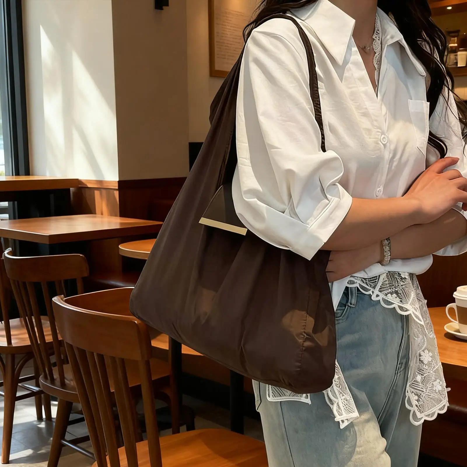 Eco-Friendly Expandable Tote Bag with Key Ring - Lightweight, Foldable, and Reusable