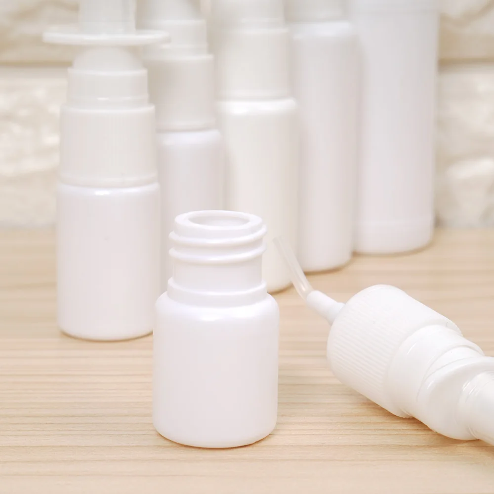 2pcs 10ml/20ml/30ml White Empty Plastic Nasal Spray Bottles Pump Sprayer Mist Nose Spray Refillable Bottling Packaging
