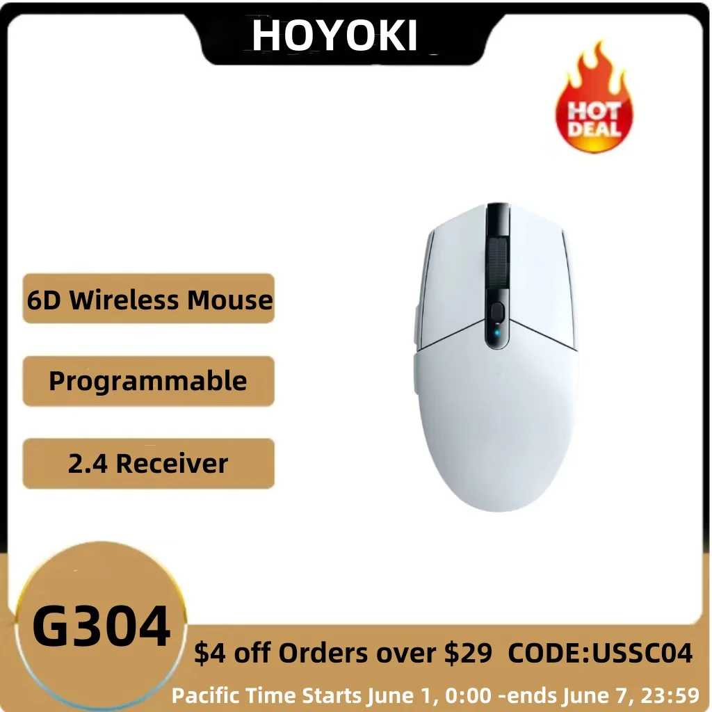 

HOYOKI G304 Lightspeed Wireless Gaming Mouse 6 Programmable Buttons 12000DPI Battery USB Stock RGB 2.4G Wireless Gaming Mouse