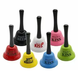 Handheld Red Funny Bell Ring Creative Manual Sex Kiss Hand Metal Bell Toy For Adult Valentine Party Bar Desktop Supplies