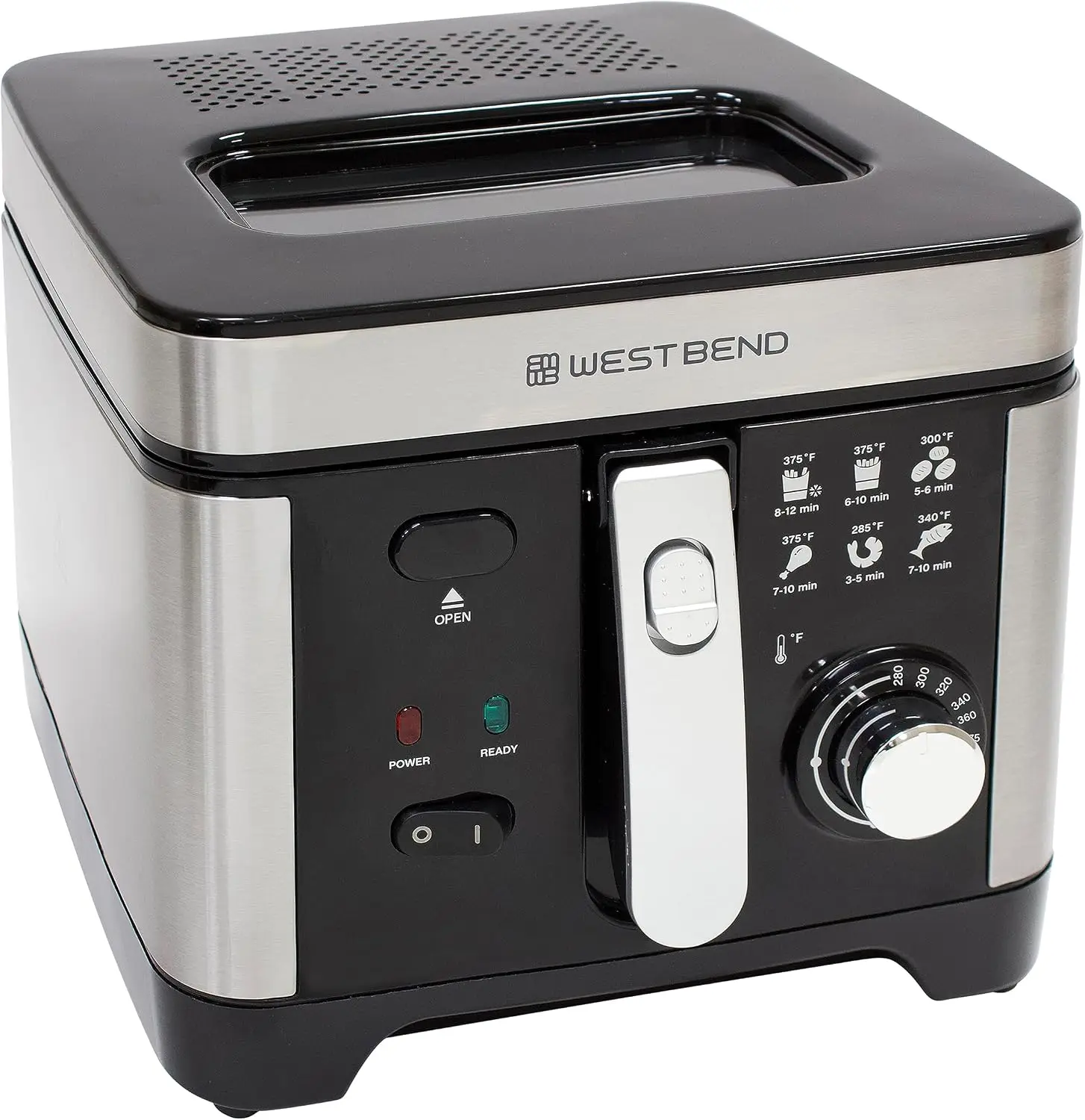 3L Adjustable Temp Deep Fryer with View Window, Nonstick Basket, Folding Handle & Locking Cover, Easy Storage 1