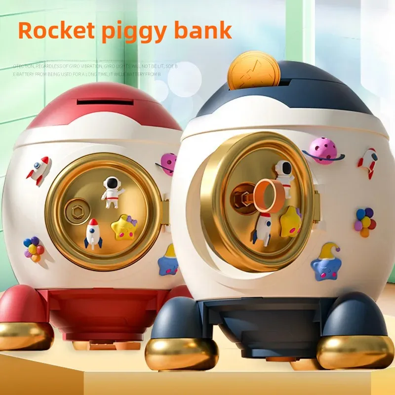 Large Capacity Rocket Shaped Money Box Children's Savings Jar Cute Decoration Fall Resistant Baby Birthday Gift Toy