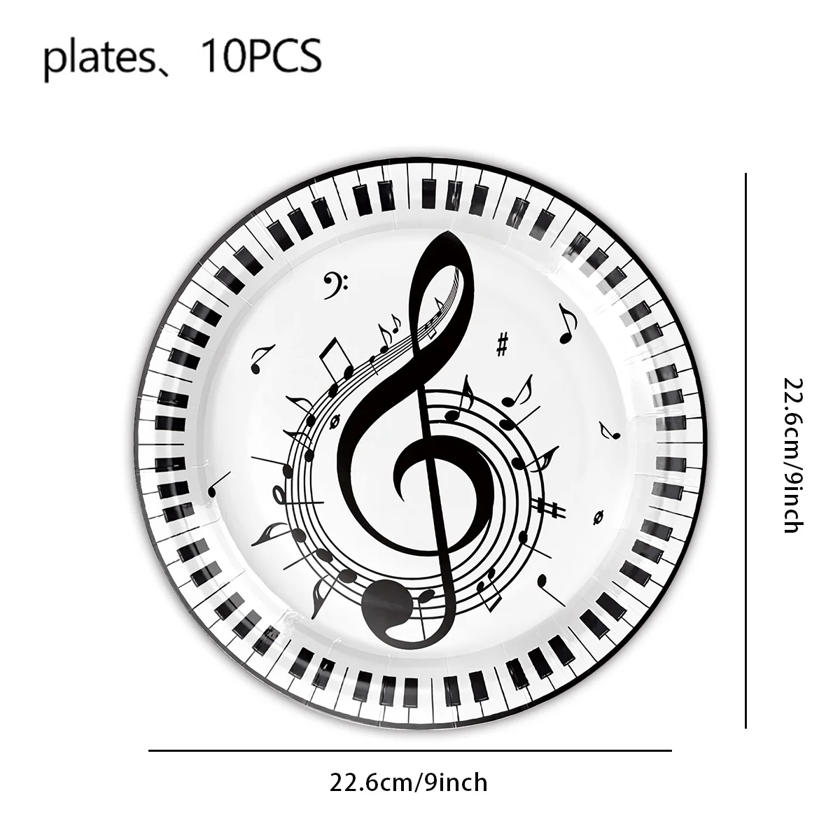 Music-Themed Party Supplies: Black Musical Note Disposable Tableware Set