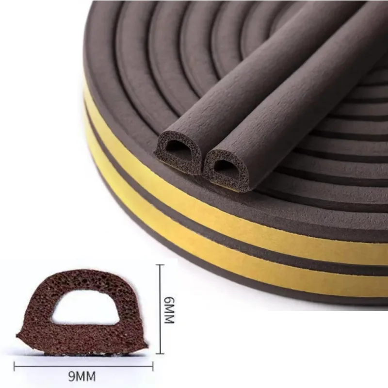 Self-Adhesive Rubber Weatherproof Soundproofing Seal Strip, 5m