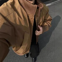 Fashionable Retro American Men's Cotton Jacket Stand Collar Harrington Coat Autumn Winter Street Style Loose Fit Chinese Origin