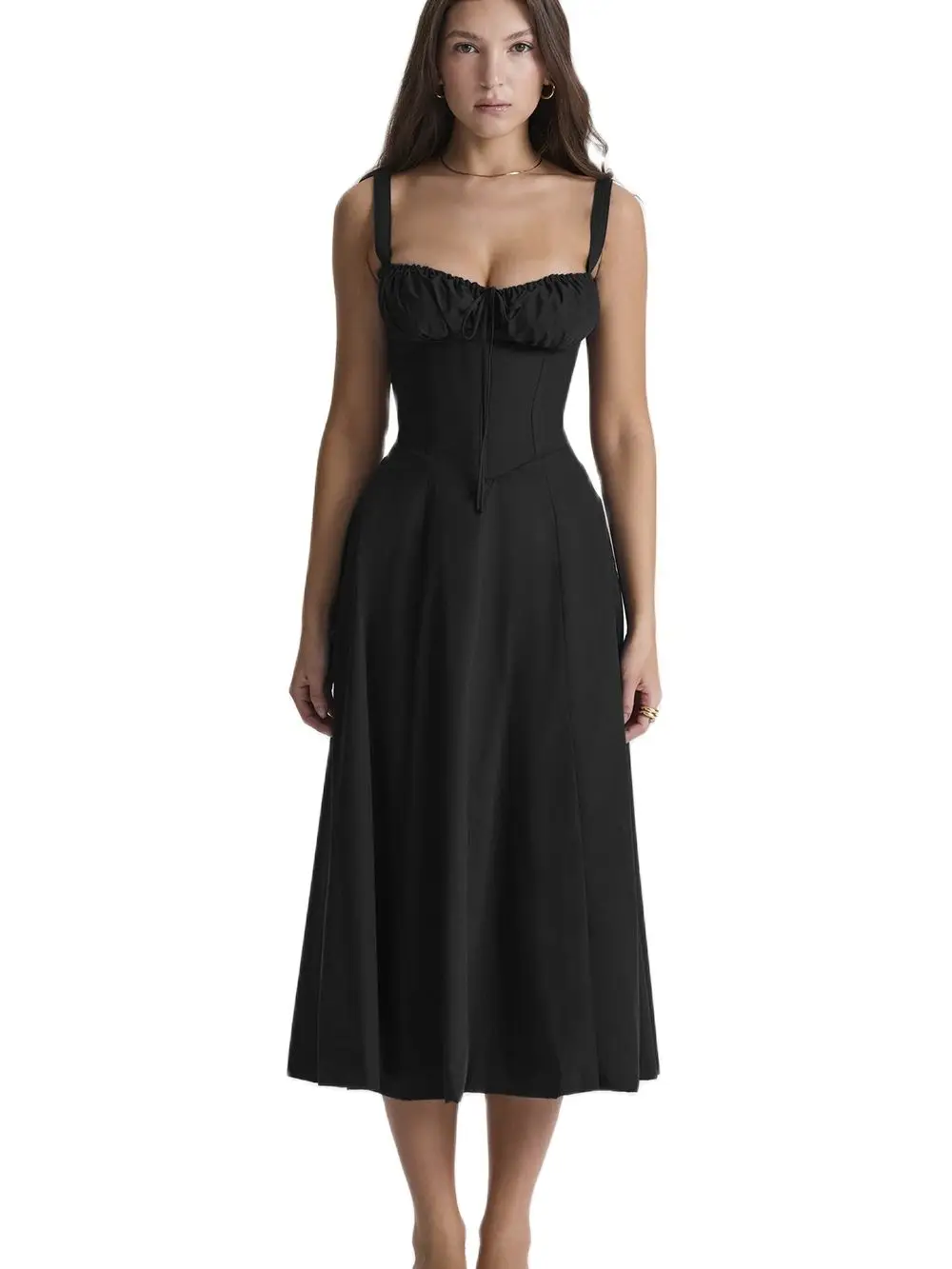 

2023 Popular Summer Sweetheart Lace Up Solid Color Dress